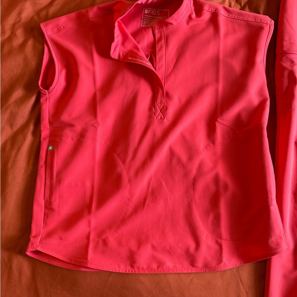 Figs Vibrant Pink Sleeveless Top